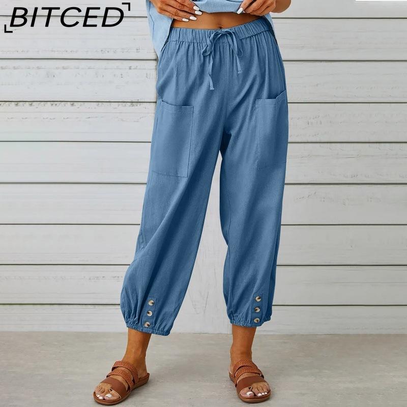 

BITCED 12 цветных женских модных повседневных брюк с однотонным принтом и капри XXXXXL небесно-голубой