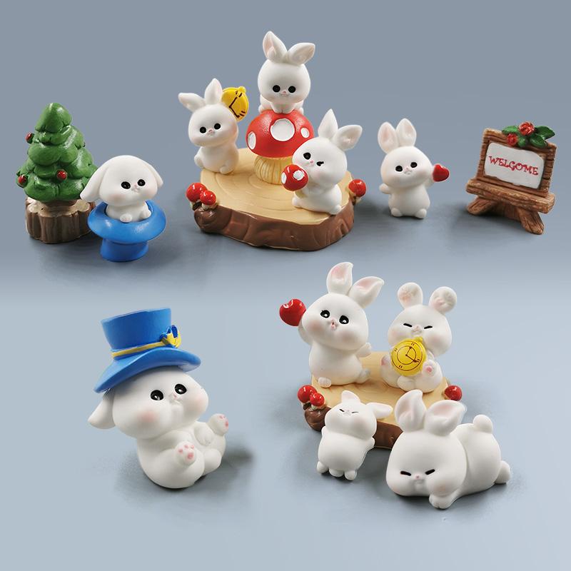 2026 Hot Easter Christmas Rabbit Figurine Landscape Home Kawaii Room Decor Miniature Fairy Garden Decoration Accessories Modern