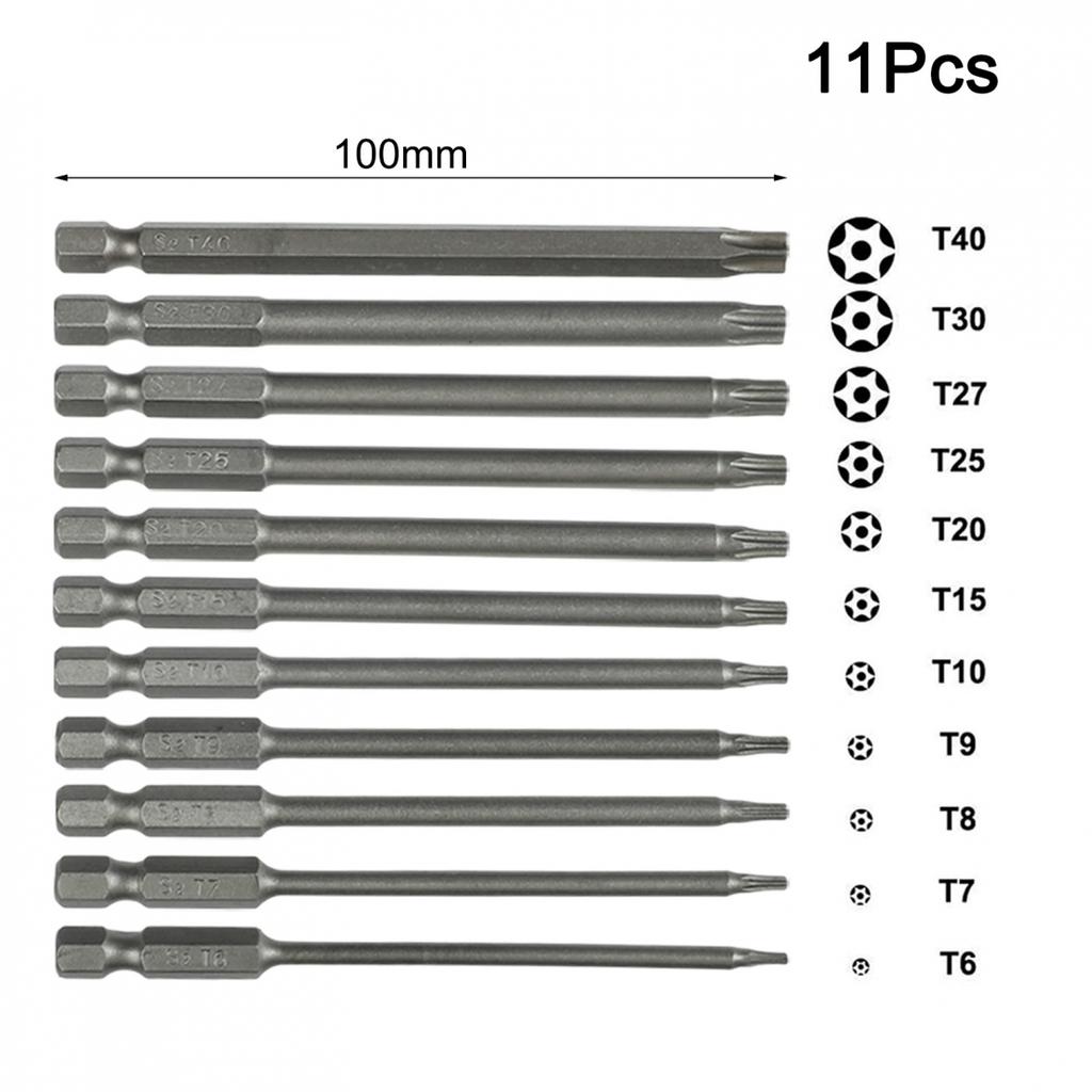11pcs Screwdriver Head T6-T40 Replace Screws Security