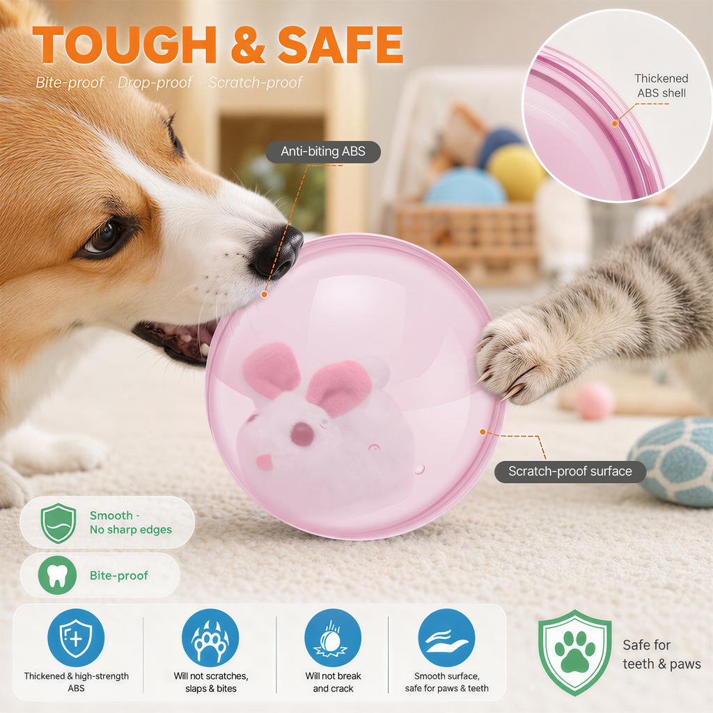 2 Pcs Interactive Cat Rolling Ball Toy Smart Obstacle Avoiding Steering Cat Toy Built In Plush Doll Drive Mechanism Pet Supplies