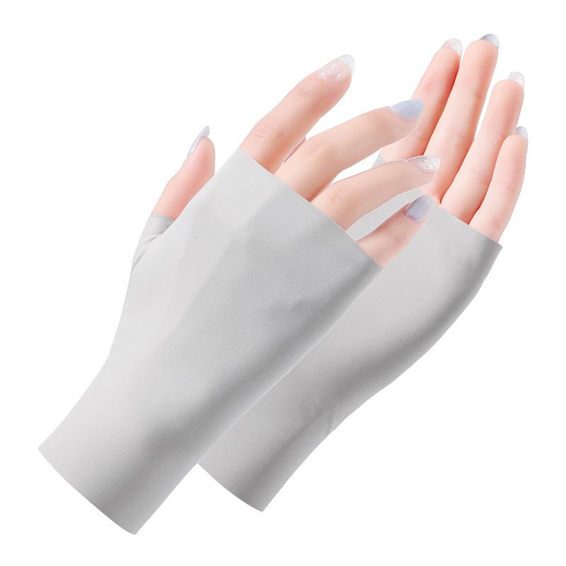 Pro Uv Protection Gloves For Nail Art Gel Nail Lamp Sunscreen Gloves Fingerless Hand Sun Care Thin Cool Ice Silk Silky Sun Glove