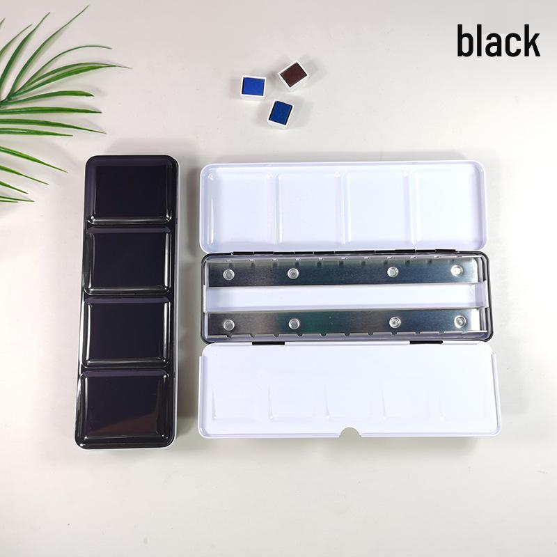 24-Color Tinplate Watercolor Paint Box with Card and Brush Holder