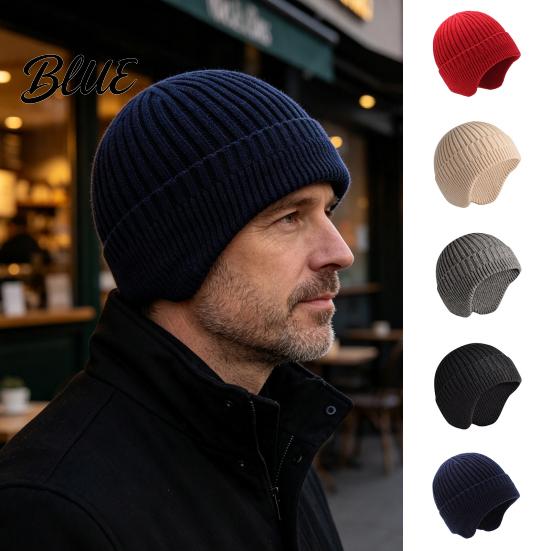 Soft Fleece Lined Thermal Hat Winter Knitted with Ear Flaps for Men Hat Stretchy Unisex Accessory Subzero Temperatures Cap Cold Weather Warm