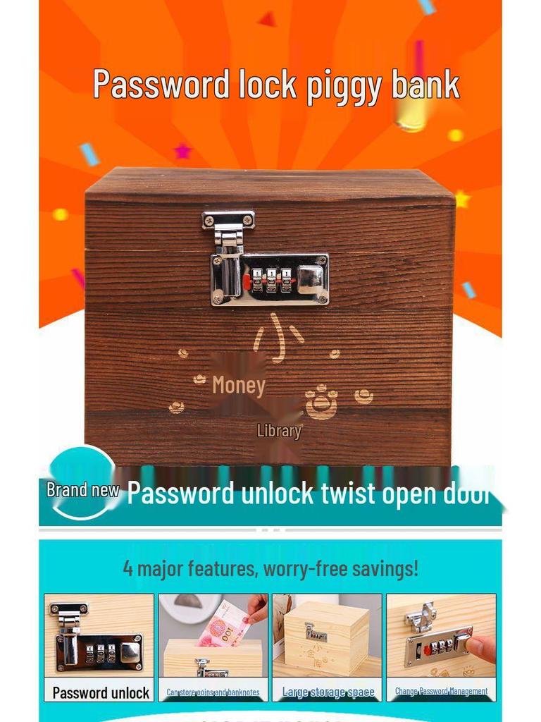 Retro Abschließbare Spardose mit Zahlenschloss - Kreatives Geschenk für Kinder