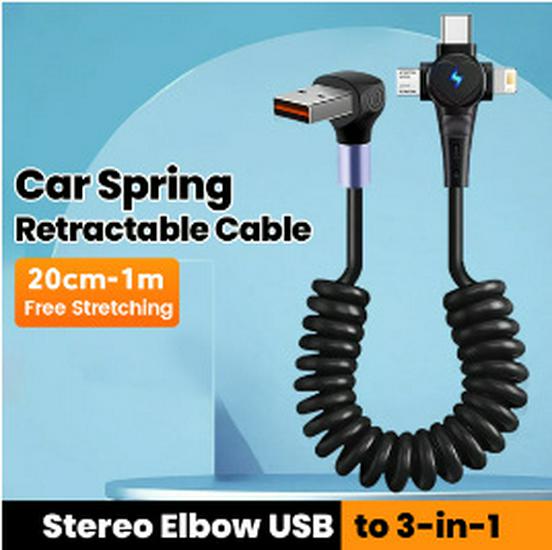 90° Dual-Elbow Fast Charging Cable for Mobile Gaming - Compatible with Apple, Type-C, and Android Devices
