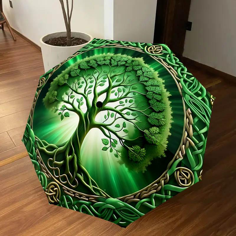 1PC tree of lifeAutomatic Open/Close Umbrella with Windproof, 8-Rib Sturdy Canopy, Durable Ribs, Fashionable Design1298A