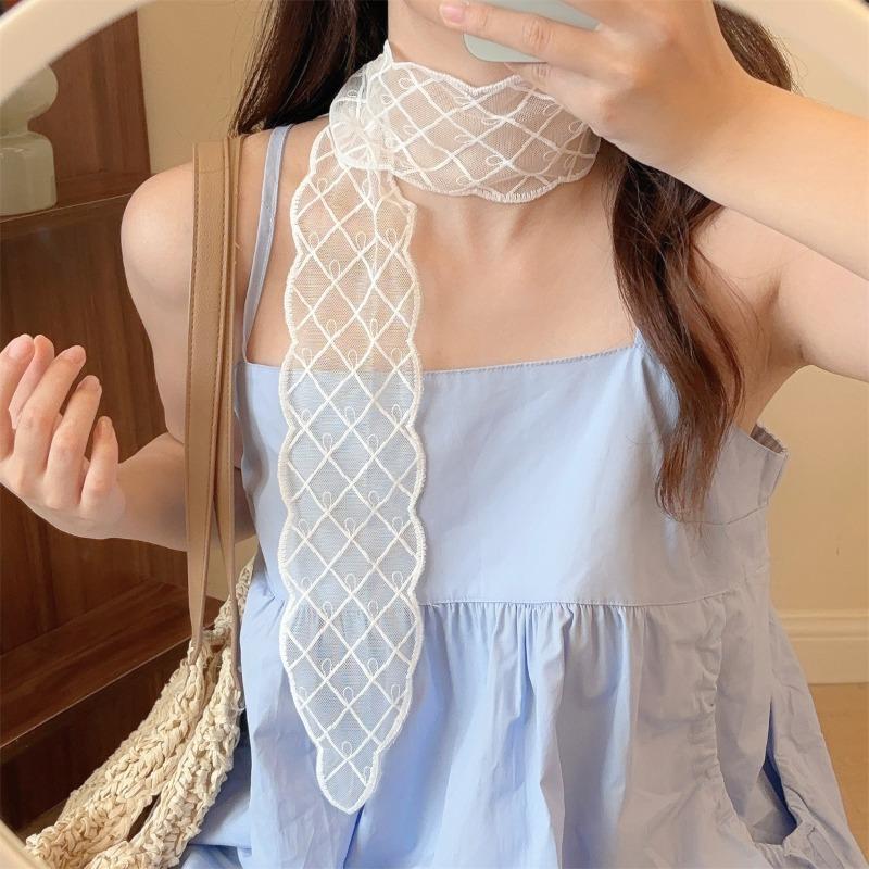 Bows, Pearl Strings, Silk Scarves, Summer Vacation Style, Atmosphere-enhancing Neckband Decoration, Hairband, Hair Ties