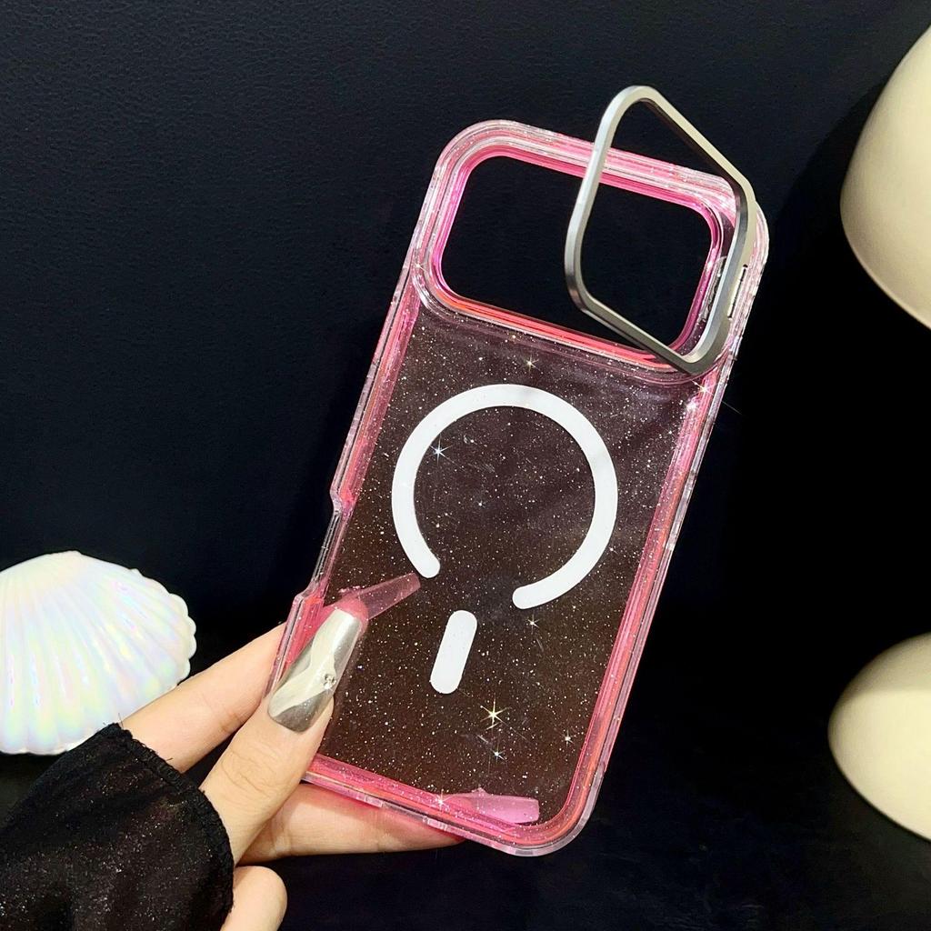 Magnetic Glitter Lens Holder Case for Apple iPhone 14/15Pro/16/17Promax