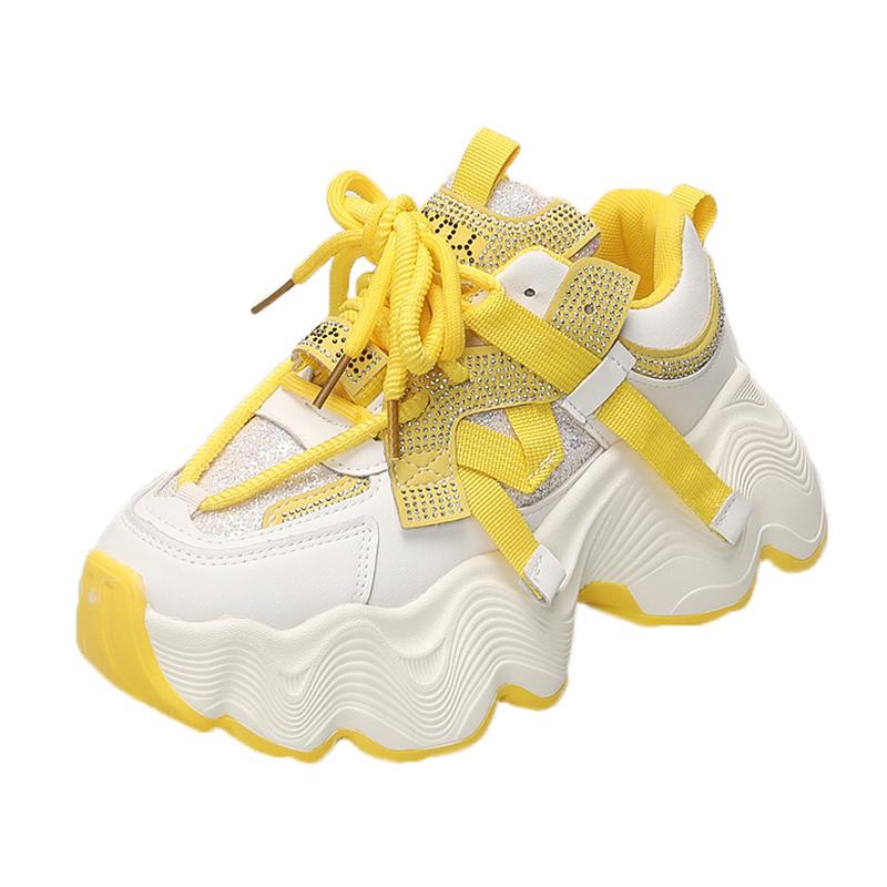 Fashion 6CM Platform Vulcanized Shoes for Women Sneakers Mesh Lace-up Women's Walking Shoes 2025 Fashion Autumn Bling Casual Women Shoes