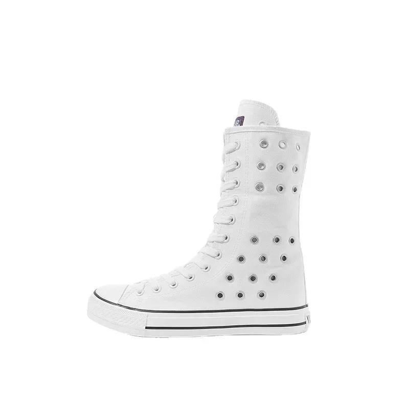 Móda 2024 Nové Jaro Podzim Dámské Boty Plátěné Ležérní Vysoké Boty Kotníkové boty Šněrovací Zip Pohodlné Ploché Boty Tenisky 34-43