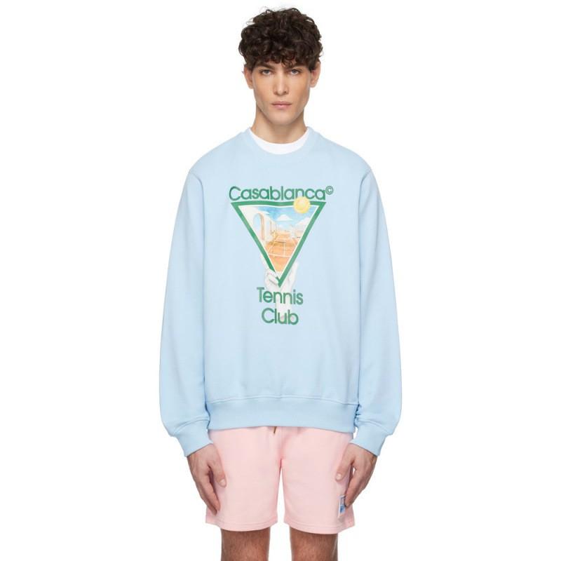 Casablanca Print Crew Neck Sweatshirt Couples Regular Fit Casual Top