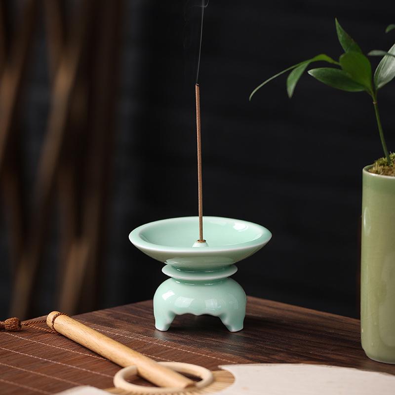 Celadon Incense Holder Home Aromatherapy Decor Tea Room Creative Chinese Incense Burner