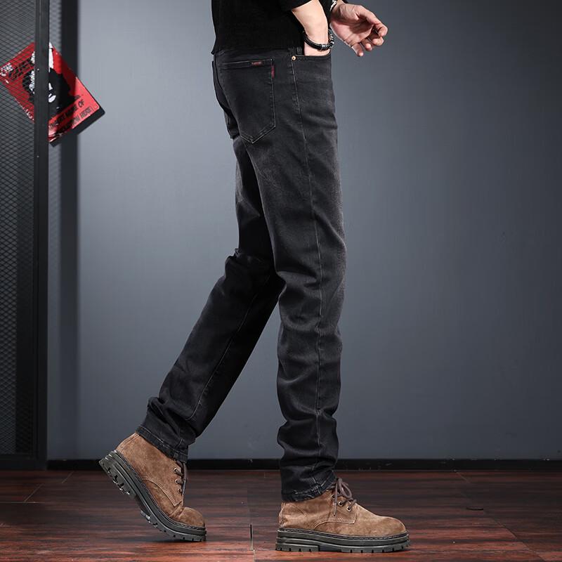 Jie Leinuo Men's Trendy Retro Washed Slim Fit Skinny Jeans