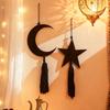 2pcs/set Black Moon Star Tassel Wooden Craft Pendant Minimalist Home Bedroom Wall Suspension Decoration