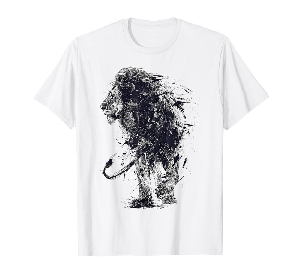 

Abstract Lion Art Tee; Animal Painting Graphic; Bold Artistic Unisex T-Shirt XXXL