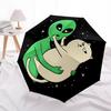 1pc Alien Cat UFO Automatic Folding Umbrella with 8 Bones, 3-Fold Compact Umbrella, Compact Design On-the-Go Essential, casual outdoor acces