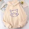 Genshin Impact Cartoon Cat Printed Hoodie Women Casual Autumn Winter Kawaii Harajuku Fleece Long Sleeve Sweatshirts