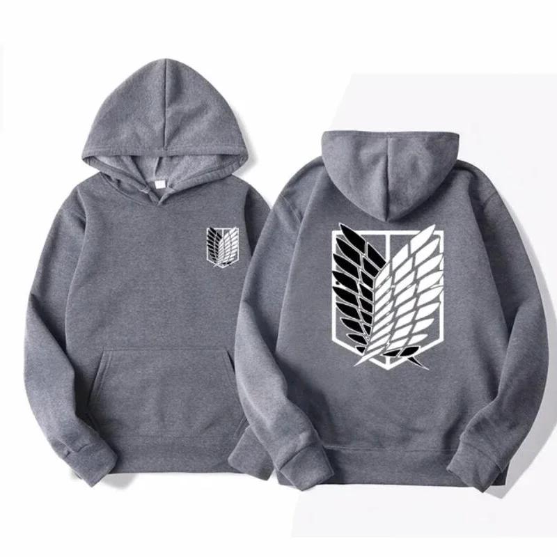 Attack on Titan Herre Hettegenser Anime Hettegensere Menn Kvinner Streetwear Pullover Harajuku Shingeki No Kyojin Hettegensere Genser Klær