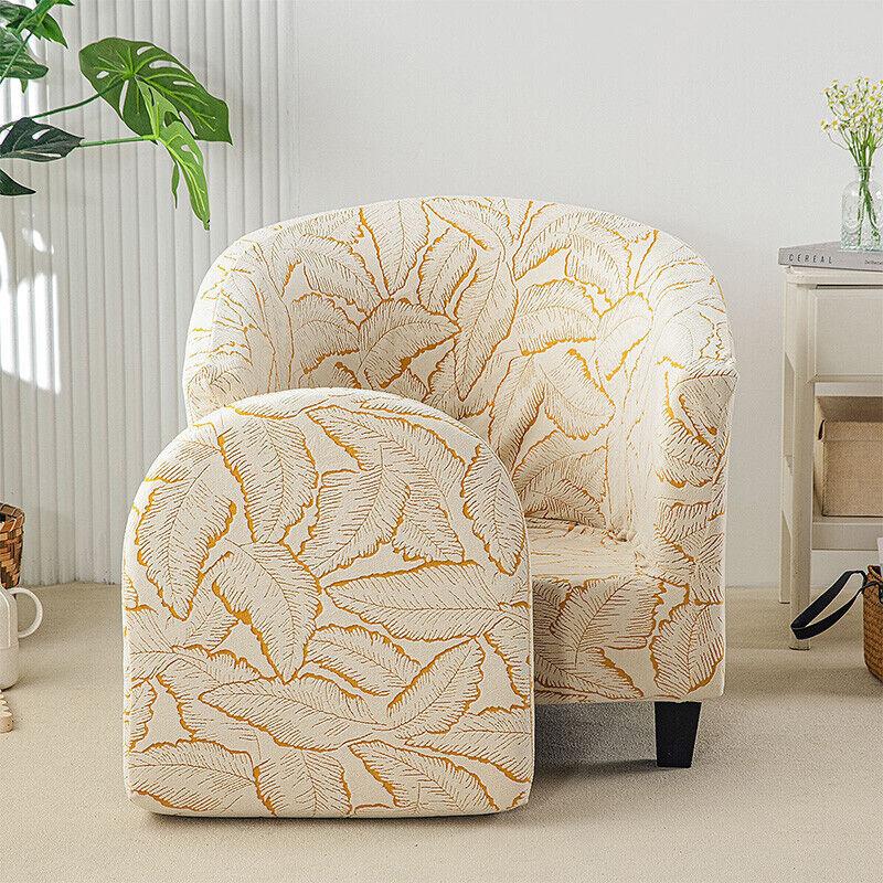 Stretch Chair Covers Leaves Jacquard Elastic Single Half Club Round Armchair Cover Sofa Slipcovers Furniture Protector New