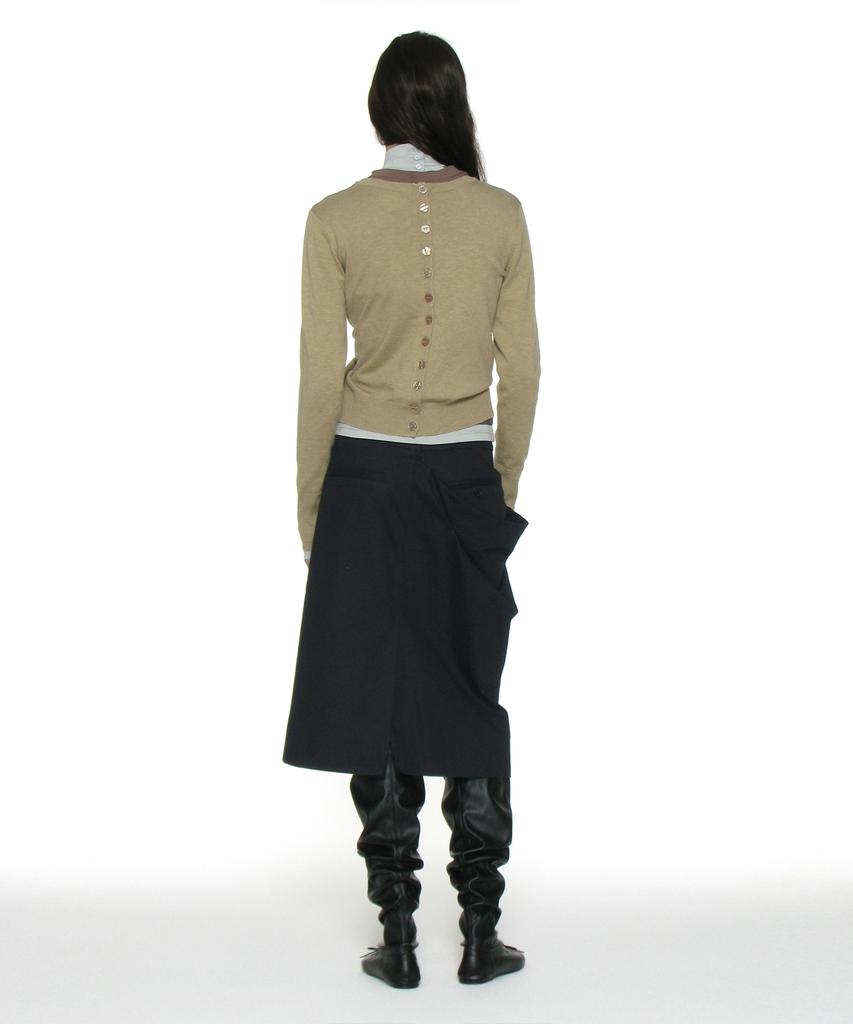 Partimento Woman Asymmetric Drape Panel Midi Skirt_Charcoal