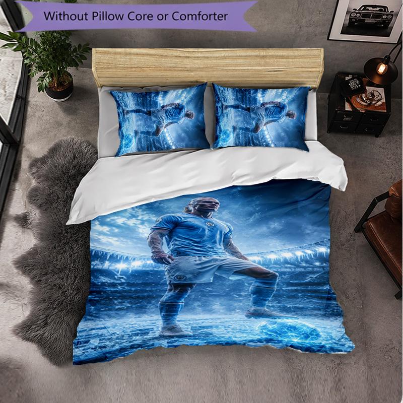 Biancheria da Letto a Tema Erling Haaland Set 3 Pezzi Copripiumino Biancheria da Letto Decorativa Per Stanza Adolescenti Decorazione Casa