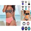 Set Women Bikini Contrast Block Halter Top High Waist Bottom Swimwear Beach