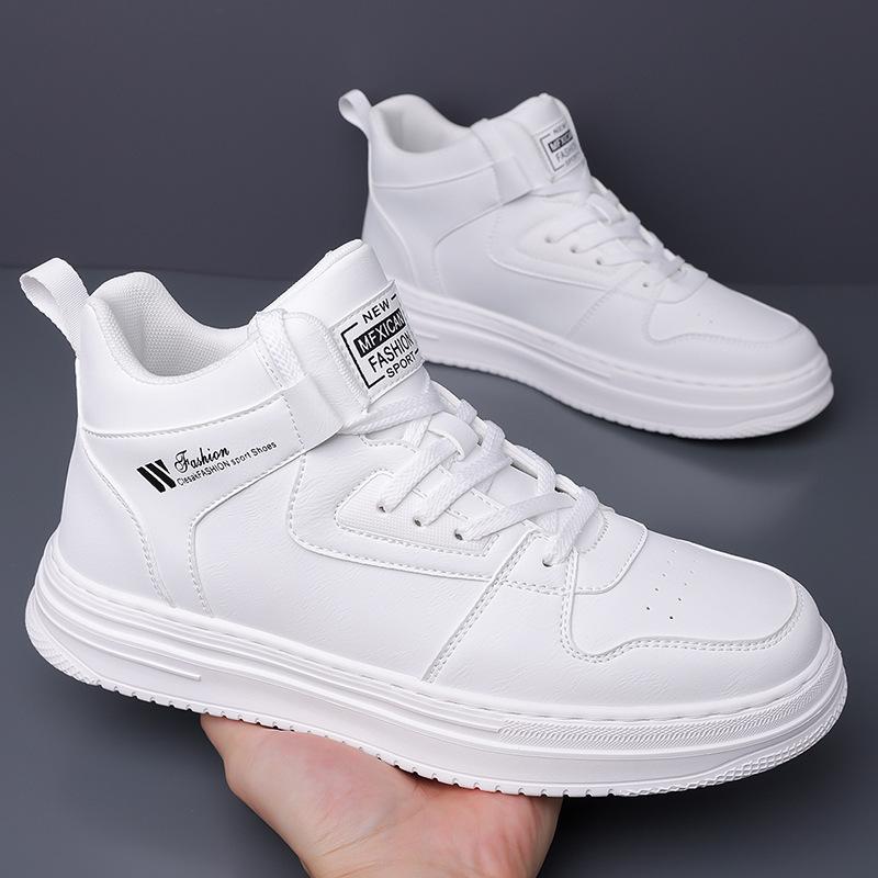 

Чоловіче взуття високі кеди 2024 молодіжні осінні нові шкіряні на платформі повсякденне взуття універсальне трендове модне взуття чоловіче 45 білий