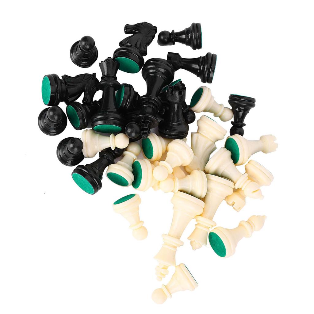 Plastic Chessmen Set International Chess Game Complete Chessmen Set Black&White