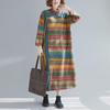 2023 Autumn Korean Style Loose Plus Size Irregular Stripe Long Sleeve Dress