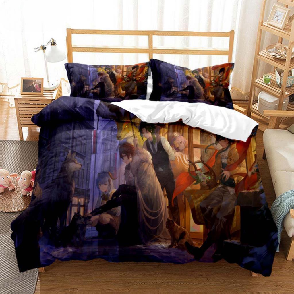 Anime Genshin Impact Animation Cartoon Soft And Comfortable Customizable Comforter Bedding Sets Bedding Set Luxury Quilt Cover