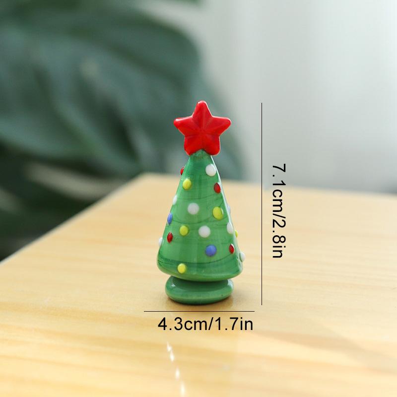 1PC Cartoon Image Handcrafted Fairy Garden Exquisite Glass Cute Christmas Tree Ornament Mini Santa Claus Figurines Desk Ornaments