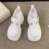 Fashion 2025 Women's High Platform Leather Shoes New Spring 8CM Heels Chunky Sneakers Female Lace-up Buckle Loafers Walking Shoes Woman