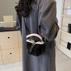 Women's Fashion Plush Messenger Bag Faux Leather Small Bucket Shoulder Crossbody Bag with Polyester Lining and Buckle Closure Solid Color