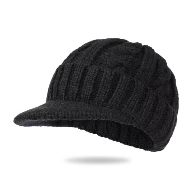 Mens Cable Knit Beanies Winter Hat Thickened Thermal Lined Ear Flap Cap For Cold Weather Outdoor Activity