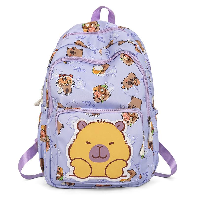 School bag New women's school bag Casual versatile trendy school bag Kapibara cartoon junior high school student back