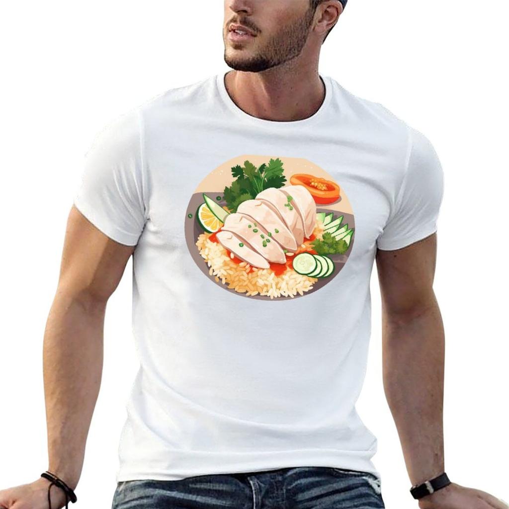 Hainanese Chicken Rice Tshirt Active Sports Short Sleeve Cotton Shirt