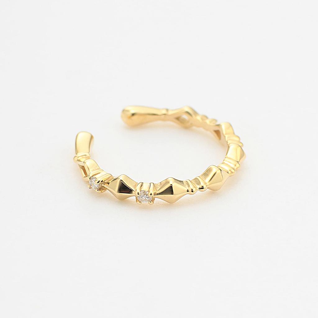 ESTELLE [Official] Women's Ear Cuff, 10K Yellow Gold with Diamonds, Single Ear (0291-0452-0019-0000)