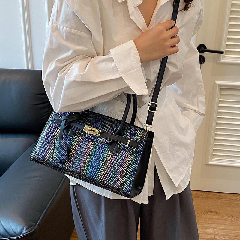 Geantă nouă premium cu model de șarpe, platinată, portabilă, de umăr, tip messenger, geantă de damă