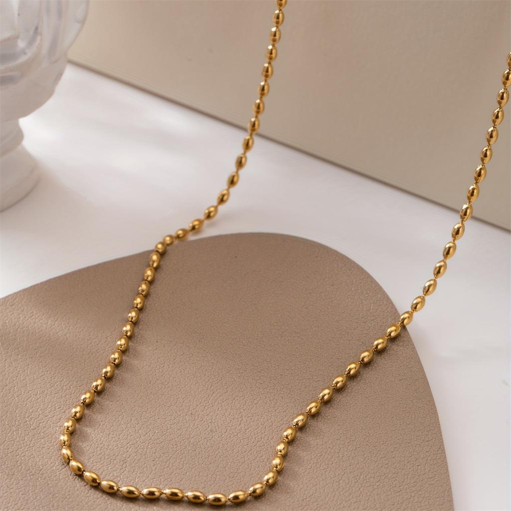 Wysokiej Jakości Stal Nierdzewna Biały Z Modnym Błyszczącym Oliwkowym Tytanowym Naszyjnikiem Damskim Nakładany Goły Łańcuszek