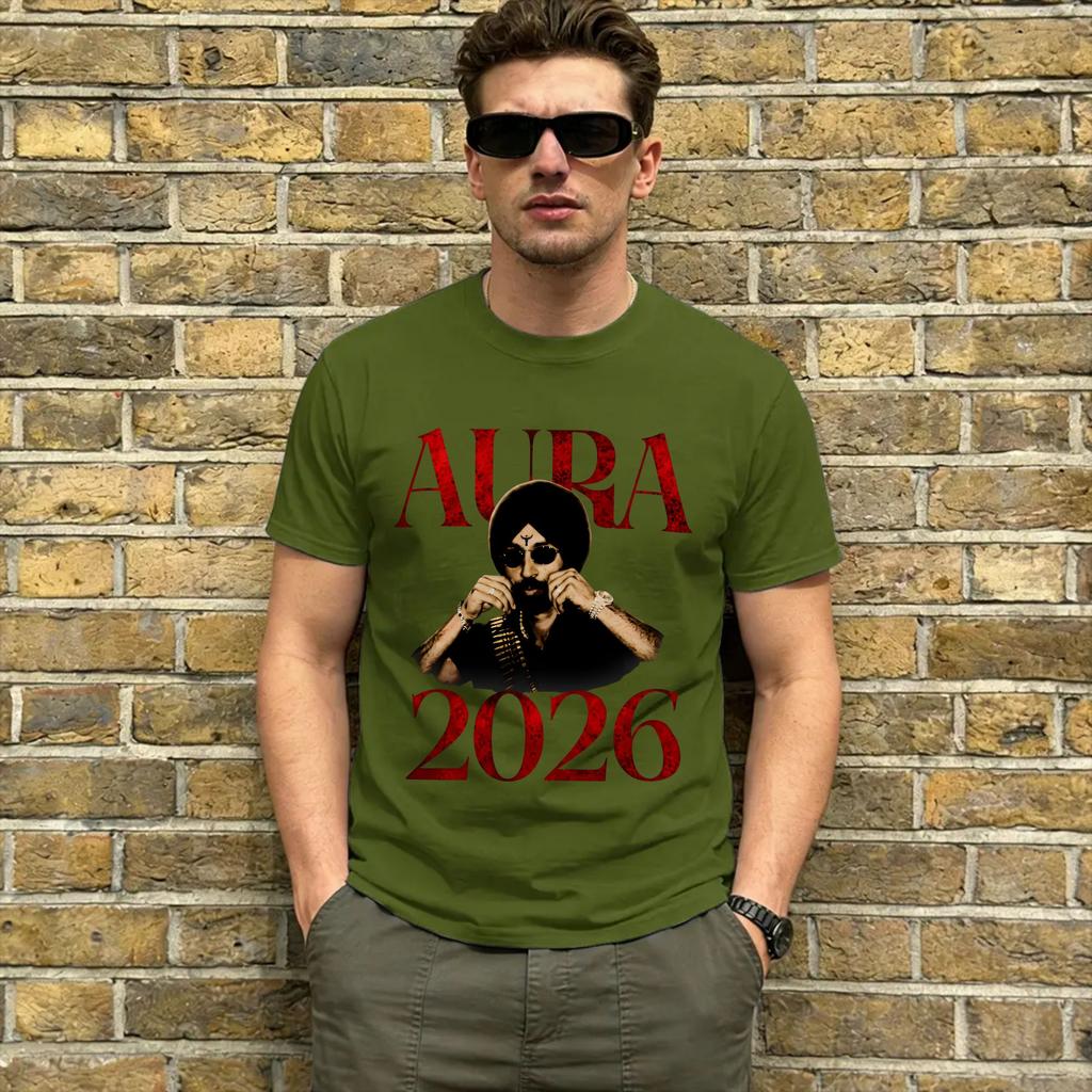 T-shirt Unisex Aura Diljit Dosanjh 2026 Abbigliamento in Cotone Novità Manica Corta Girocollo Maglietta T-shirt Taglie Forti
