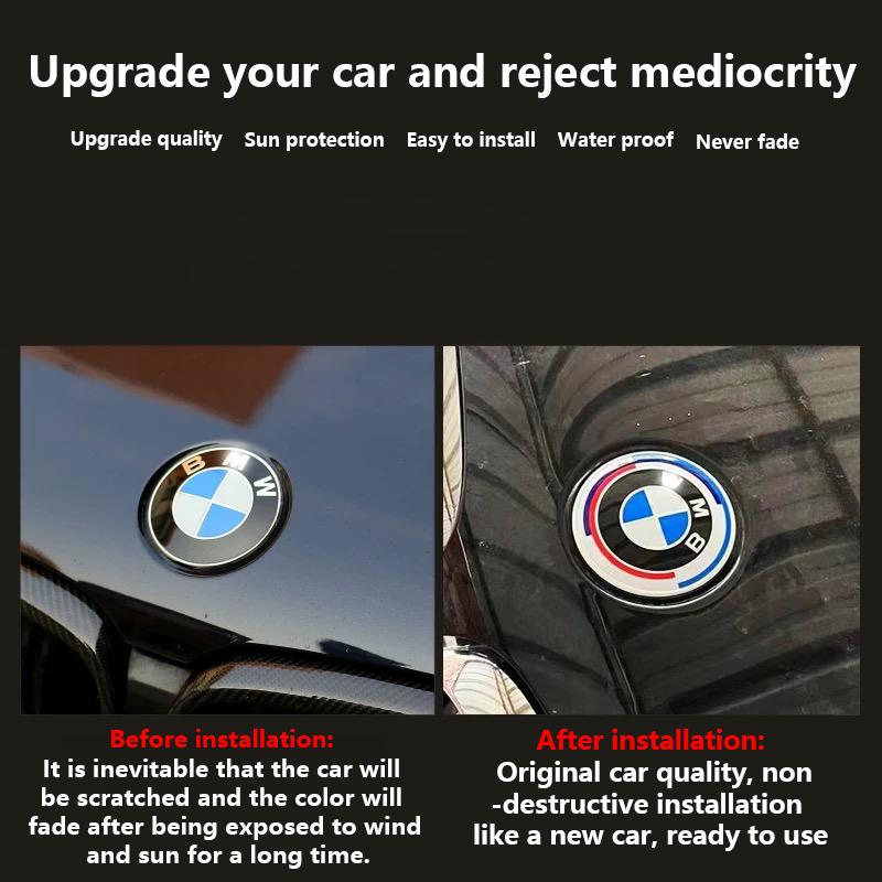 Classic ABS 74mm 82mm 2 Fixed Rear Boot Badges Front Hood Emblem Logo For BMW F15 F10 E64 E63 E60 E52 E83 E46 E92 E90 E93 F20 X3