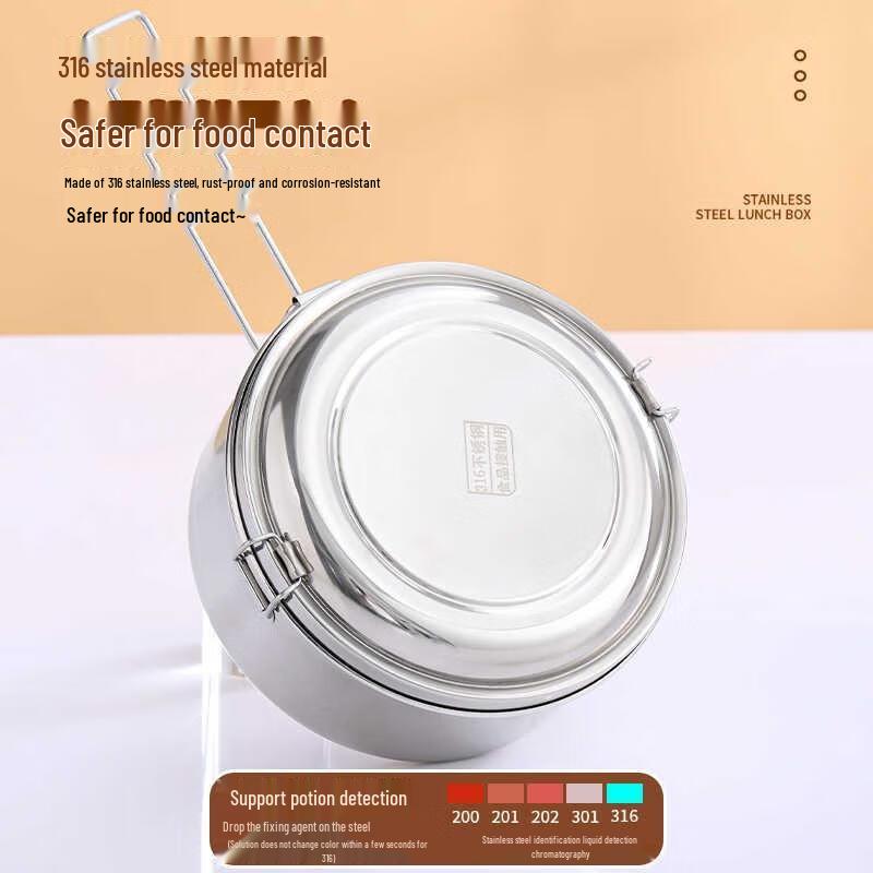 Vango Küche 316L Antibakterielle Runde Edelstahl-Lunchbox