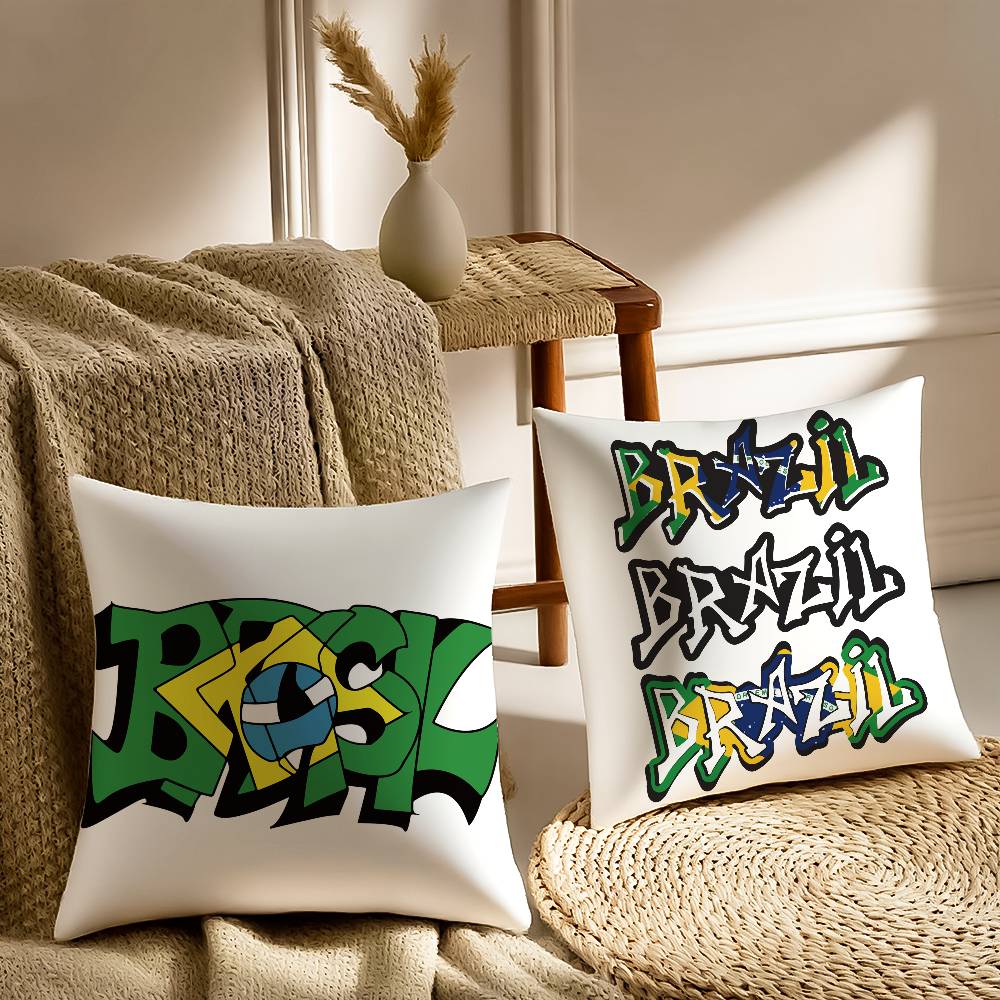 Flag of Brazil Cool Pillow Case Sofa and Living Room Decorative Cushion Covers Dust-proof and Mite-proof Invisible Zipper