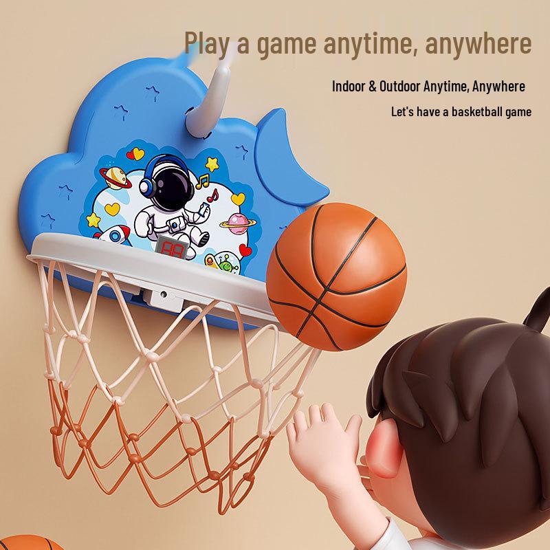 Kids' Silent Scoring Basketball Hoop - No-Drill Wall-Mounted Indoor Toy