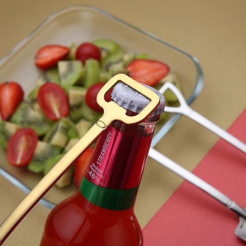 1Pc Spade Spoon Stainless Steel Creative Retro Dessert Spoon Watermelon Square Shovel Ice Cream Heart Shape Spoon Bottle Opener