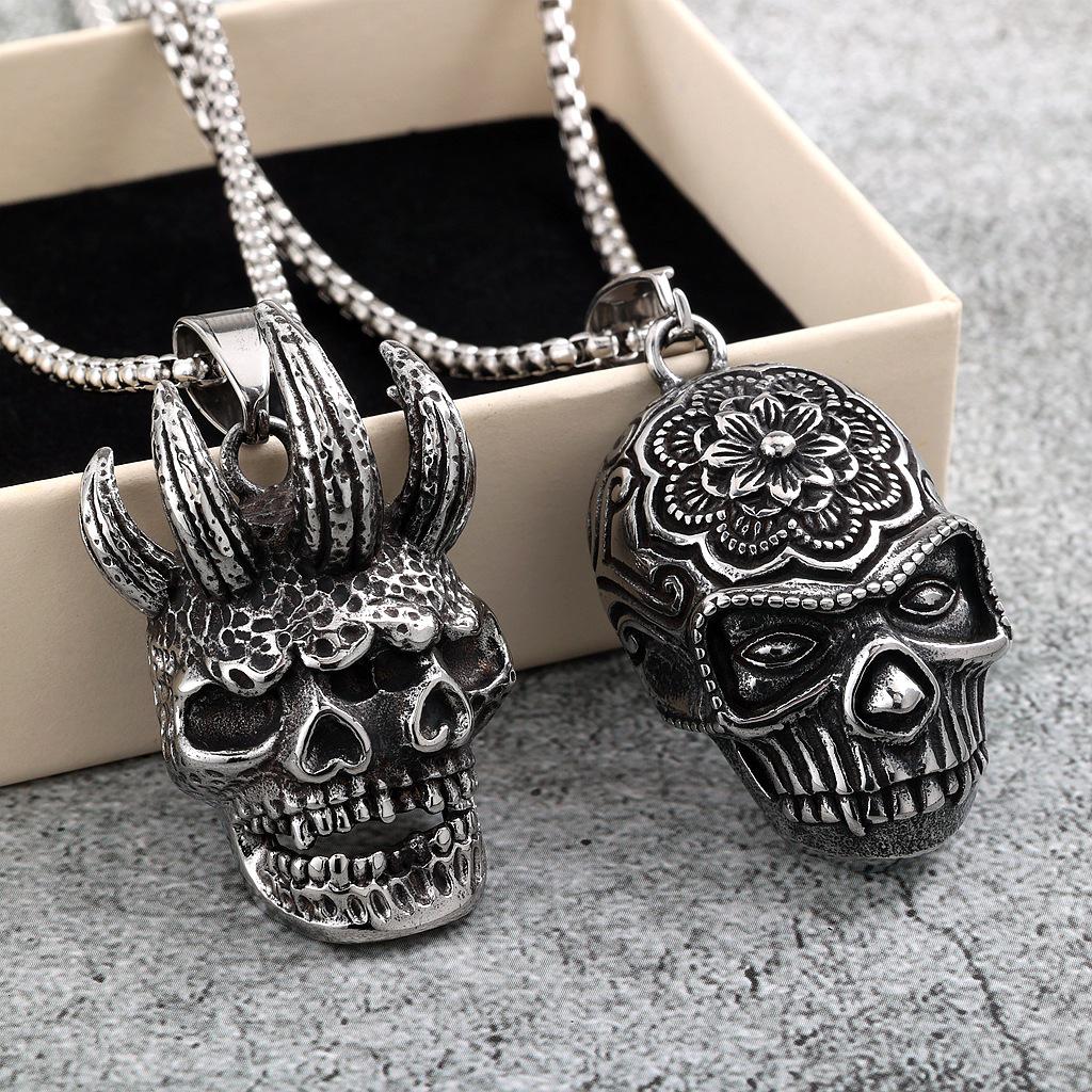 European Retro Devil Mask Pendant Necklace - Unisex Punk Stainless Steel