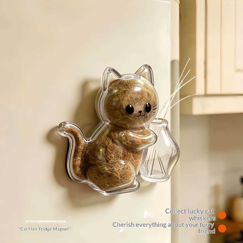 Transparent Cat Hair Craft Fridge Magnet DIY Pet Memorabilia for Distinctive Household Decor