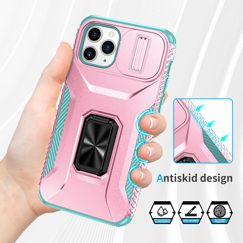 For iPhone 11 Pro Case PC+TPU Phone Cover Sliding Camshield Holder
