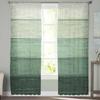 Wood Grain Striped Green Gradient Window Tulle Curtains for Living Room Bedroom Hotel Luxury Decoration Sheer Curtains