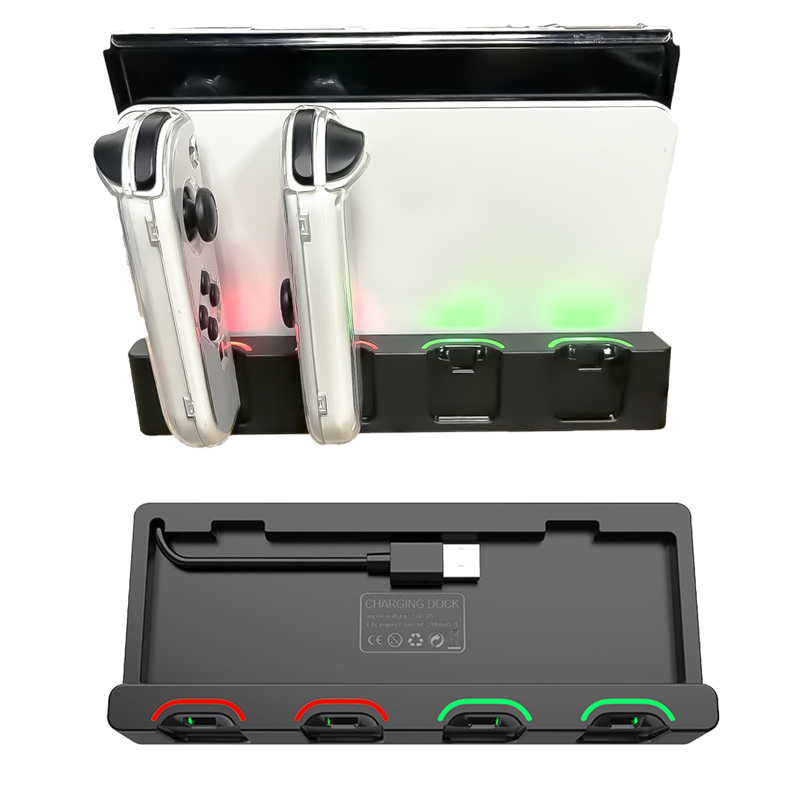 

Switch Switch Organic EL Charging Stand Compatible with Controller Storage Can Charge 4 Devices Rapid Charger with LED Charging Indicator Lamp &